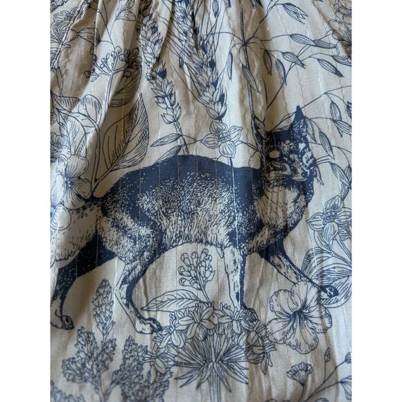 Fox Animal Print Blouse Boho Peasant Shirt Sheer Pinstripe Wildlife Fairy M-L - Picture 4 of 13